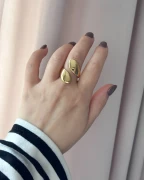 Pierścionek ze stali chirurgicznej platerowany 14k złotem