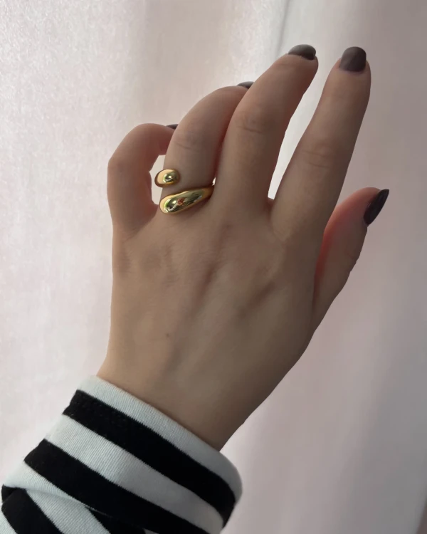 Pierścionek ze stali chirurgicznej platerowany 14k złotem