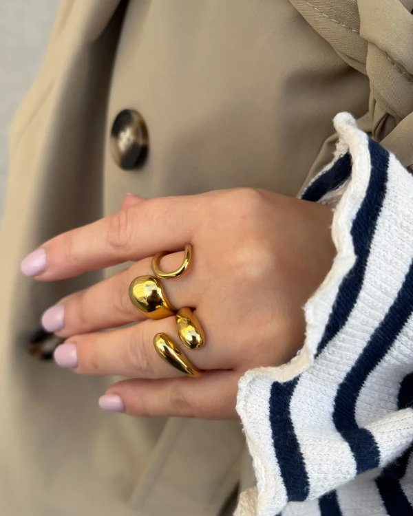 Pierścionek ze stali chirurgicznej platerowany 14k złotem